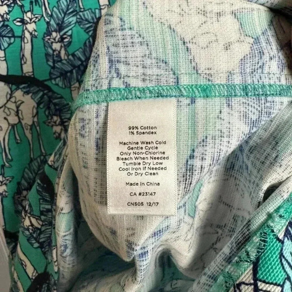 Talbots Teal Safari Giraffe Print Sheath Dress Back Zip L27 - Picture 4 of 6